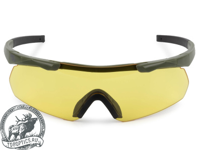 Очки стрелковые защитные ShotTime Caracal (зелёные, линза жёлтая) #GST-035-AG-Y