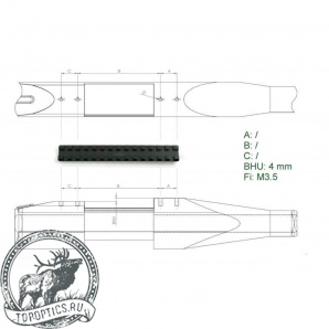 Планка Rusan Picatinny на Mauser K98 и Zastava M48 (без болтов без отверстий) #010-09