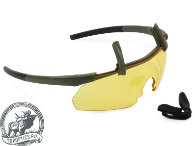 Очки стрелковые защитные ShotTime Caracal (зелёные, линза жёлтая) #GST-035-AG-Y
